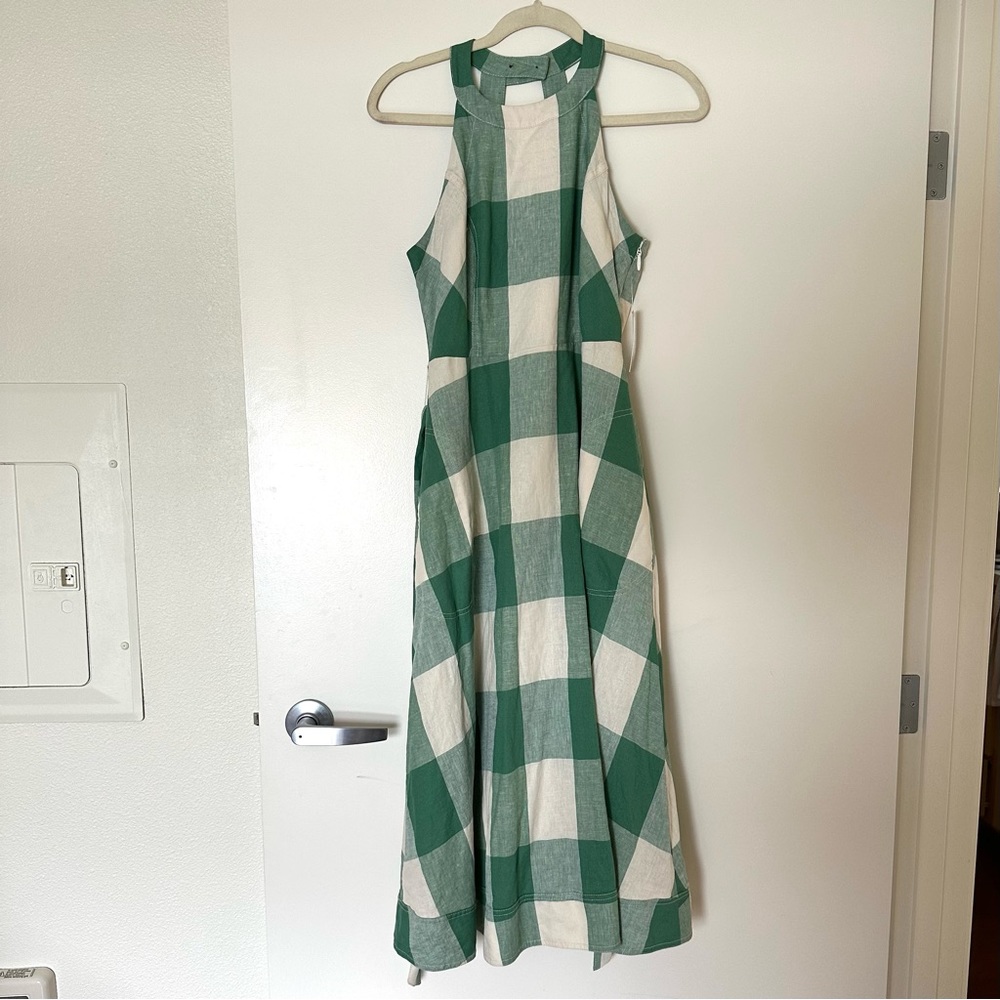 Maeve by Anthropology green plaid midi dress